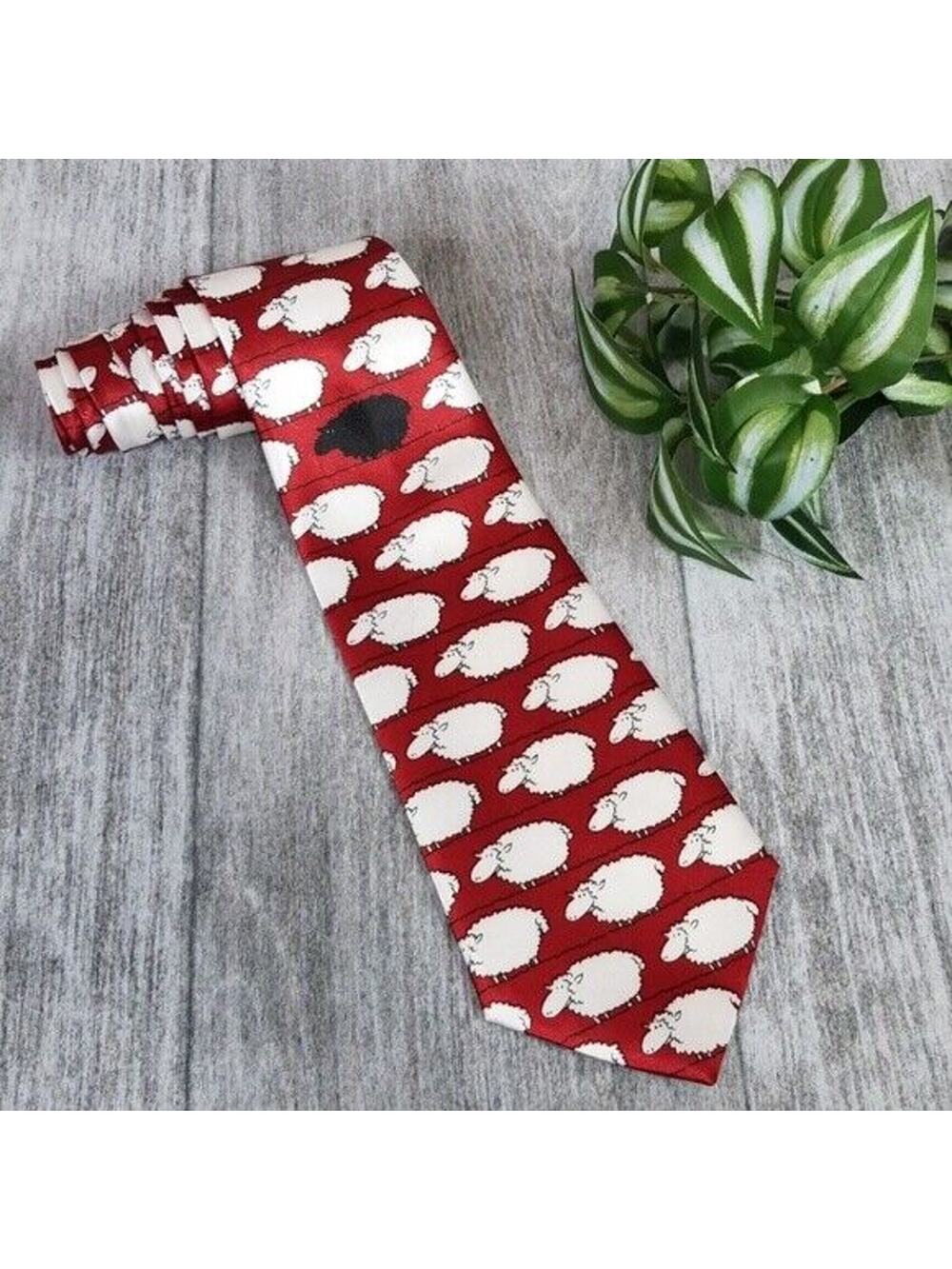 Designs by A. Rogers Black Sheep Red White Black Men’s Necktie